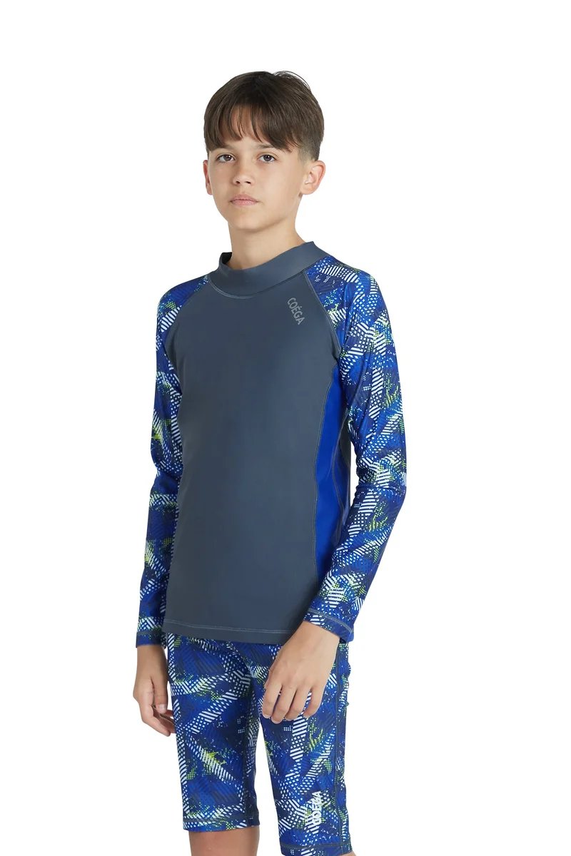 COEGA SUNWEAR  COEGA  Boys Youth Rashguard Long Sleeve - Grey Blue Stripes for Men | Best Price UAE